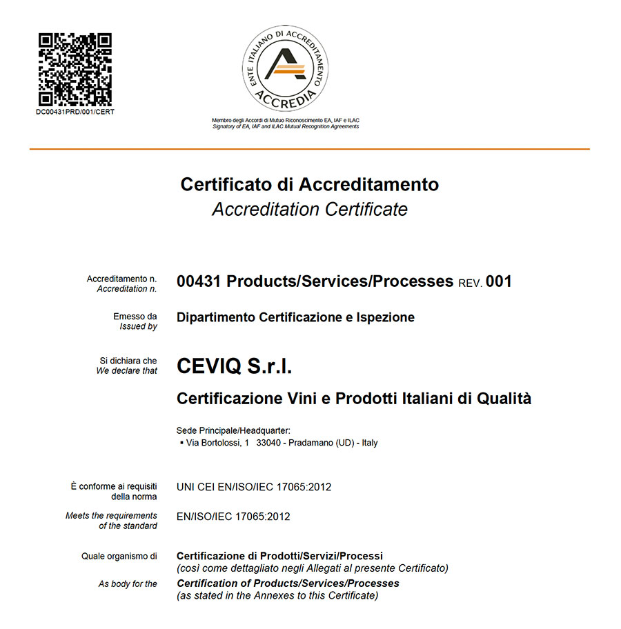 Certificato di accreditamento Ceviq